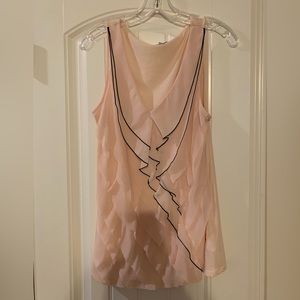 LIKE NEW Express Sleeveless V-Neck Pale Pink Blouse w/Tiered Ruffle Front Large